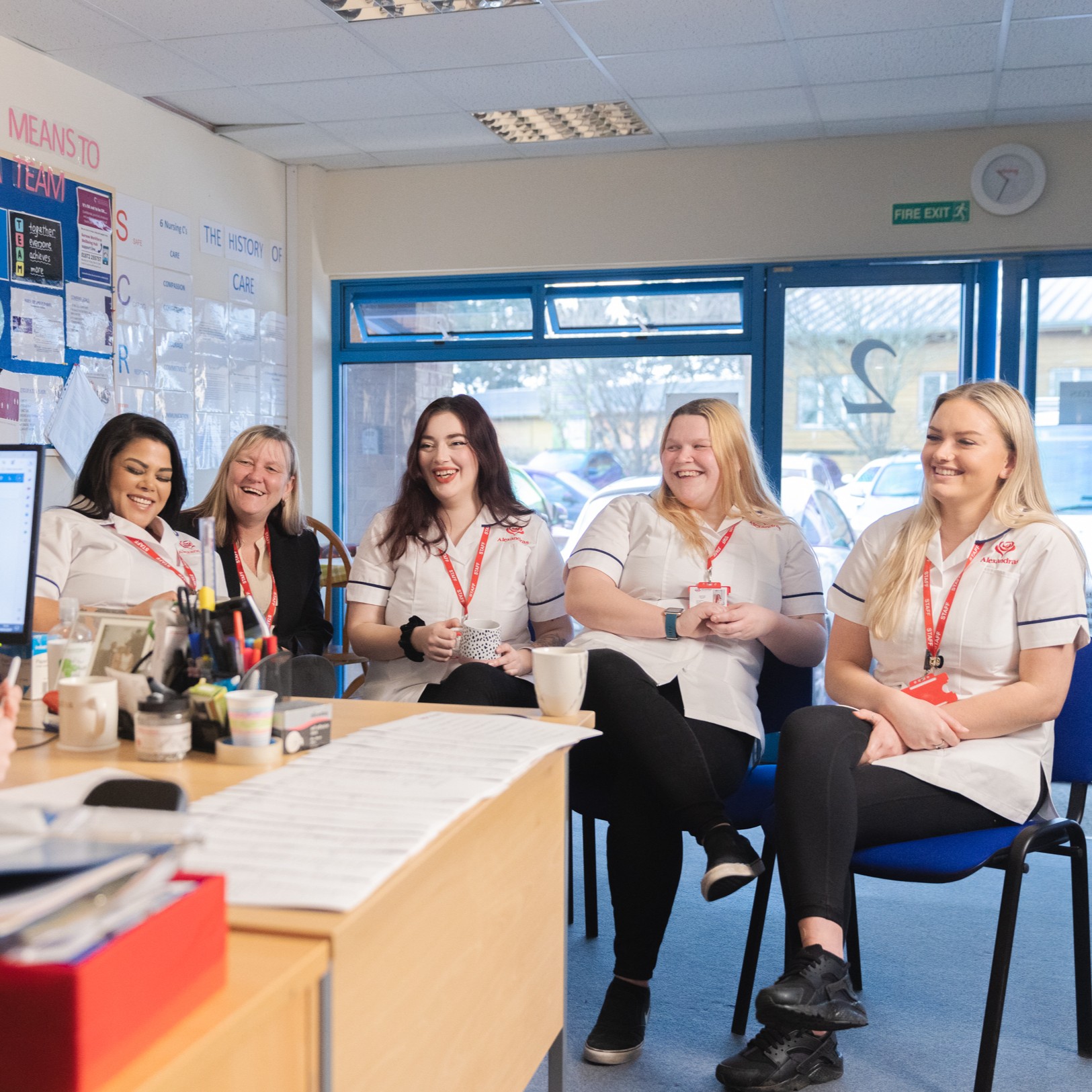 A man talking with a young woman
